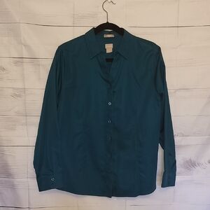 Chico's Teal Button-Down Shirt for Women